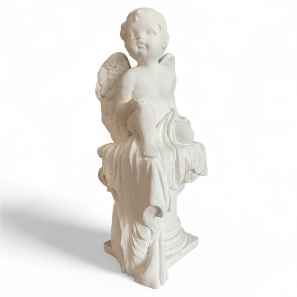 White Angelic Cherub Statue